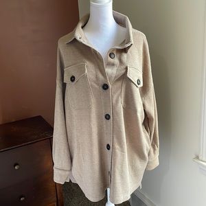 Taupe Textured Oversized Shacket